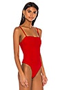 view 3 of 5 Lauryn Ruched Bodysuit in Red