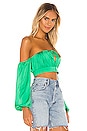 view 2 of 4 Reyba Off Shoulder Crop Top in Kelly Green