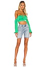 view 4 of 4 Reyba Off Shoulder Crop Top in Kelly Green