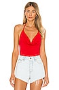 view 1 of 5 Nia Drape Front Bodysuit in Red