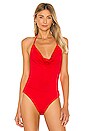 view 2 of 5 Nia Drape Front Bodysuit in Red
