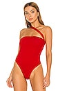 view 2 of 5 Rony Asymmetrical Bodysuit in Red