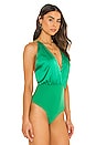 view 3 of 5 Sage Satin Bodysuit in Green