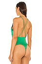 view 4 of 5 Sage Satin Bodysuit in Green