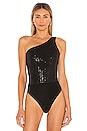 view 2 of 6 Remi One Shoulder Bodysuit in Black Sequin