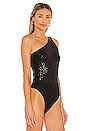 view 3 of 6 Remi One Shoulder Bodysuit in Black Sequin