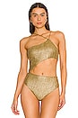 view 2 of 6 Tahlia Cut Out Bodysuit in Gold Metallic