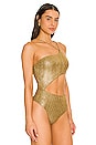 view 3 of 6 Tahlia Cut Out Bodysuit in Gold Metallic