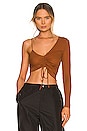 view 1 of 4 Delvina Asymmetrical Ruched Top in Brown