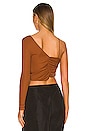 view 3 of 4 Delvina Asymmetrical Ruched Top in Brown