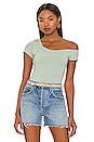 view 1 of 5 Felicia Asymmetrical Bodysuit in Sage