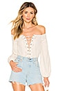 view 1 of 5 Lulu Lace Up Bodysuit in Nude & White