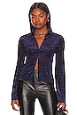 view 1 of 4 Marcia Button Up Blouse in Blue Zebra