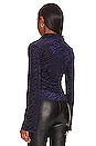 view 3 of 4 Marcia Button Up Blouse in Blue Zebra