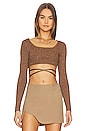 view 1 of 4 Jeannie Wrap Crop Top in Brown