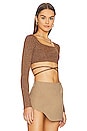 view 2 of 4 Jeannie Wrap Crop Top in Brown