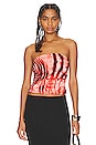 view 1 of 4 Della Ruched Strapless Top in Red Multi