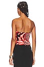 view 3 of 4 Della Ruched Strapless Top in Red Multi