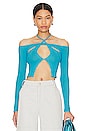 view 1 of 4 Reina Cut Out Knit Top in Aqua Blue