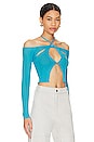 view 2 of 4 Reina Cut Out Knit Top in Aqua Blue