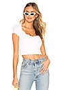 view 1 of 4 Amalia Button Front Crop Top in White
