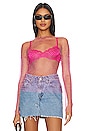 view 1 of 5 Karolie Sheer Rhinestone Top in Pink Metallic