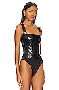 view 3 of 5 Brielle Faux Leather Bodysuit in Black