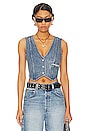 view 1 of 4 Cropped Denim Vest in Blue