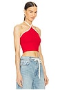 view 2 of 4 Sirena Contrast Halter Top in Red & White