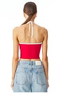 view 3 of 4 Sirena Contrast Halter Top in Red & White