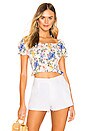 view 1 of 4 Juliette Smocked Crop Top in White Tropical