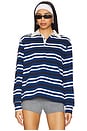 view 1 of 4 Sashia Polo Top in Blue Stripe