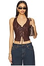 view 1 of 4 Kay Faux Leather Top in Brown