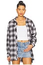 view 1 of 5 Audriana Oversized Flannel Top in White & Black
