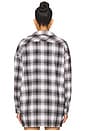 view 3 of 5 Audriana Oversized Flannel Top in White & Black