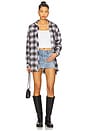 view 4 of 5 Audriana Oversized Flannel Top in White & Black