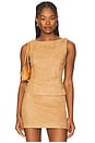 view 1 of 4 Aviva Faux Suede Top in Camel