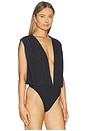 view 3 of 5 Kalley Deep V Bodysuit in Black
