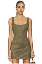 view 1 of 4 Patsie Faux Suede Top in Olive Green