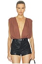 view 1 of 5 Kalley Deep V Bodysuit in Brown