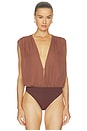 view 2 of 5 Kalley Deep V Bodysuit in Brown