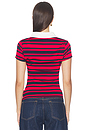 view 3 of 4 Cleo Ruched Polo Tee in Red Stripe