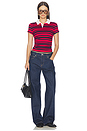 view 4 of 4 Cleo Ruched Polo Tee in Red Stripe