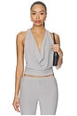 view 1 of 5 Libbie Drape Top in Grey Stripe