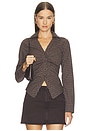 view 1 of 5 Kylie Lace Up Back Top in Brown Plaid