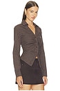 view 2 of 5 Kylie Lace Up Back Top in Brown Plaid