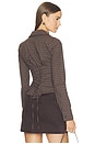 view 4 of 5 Kylie Lace Up Back Top in Brown Plaid