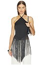 view 1 of 4 Aila Fringe Halter Top in Black