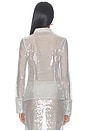 view 5 of 6 Makayla Button Up Top in Silver Sequin