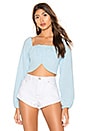view 1 of 4 Remi Puff Sleeve Top in Light Blue Gingham